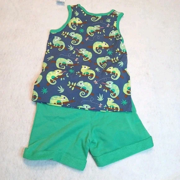 New Chameleon Print‎ Baby Toddler Tank Top & Shorts Outfit Set - Picture 6 of 7